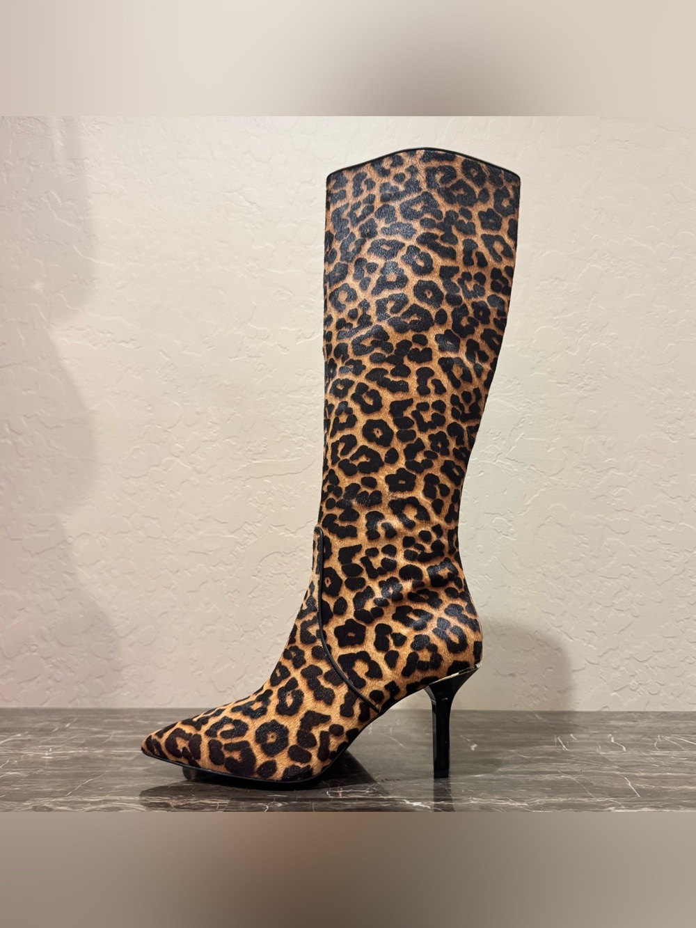 Michael Kors Katerina Leopard Print Calf Hair Stiletto Boots